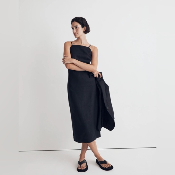 Madewell Dresses & Skirts - NWT Madewell Goldie Square Neck Linen Midi Dress Size 4